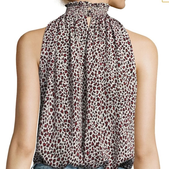 A.L.C NWT Zayden Leopard Print Silk Top - Picture 2 of 8